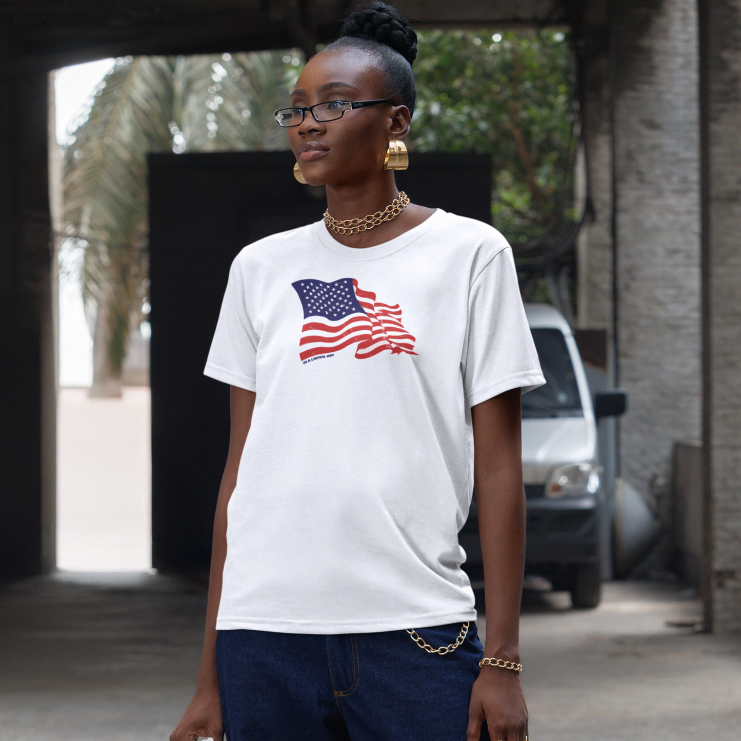 Flag In A Liberal Way Crewneck Tee